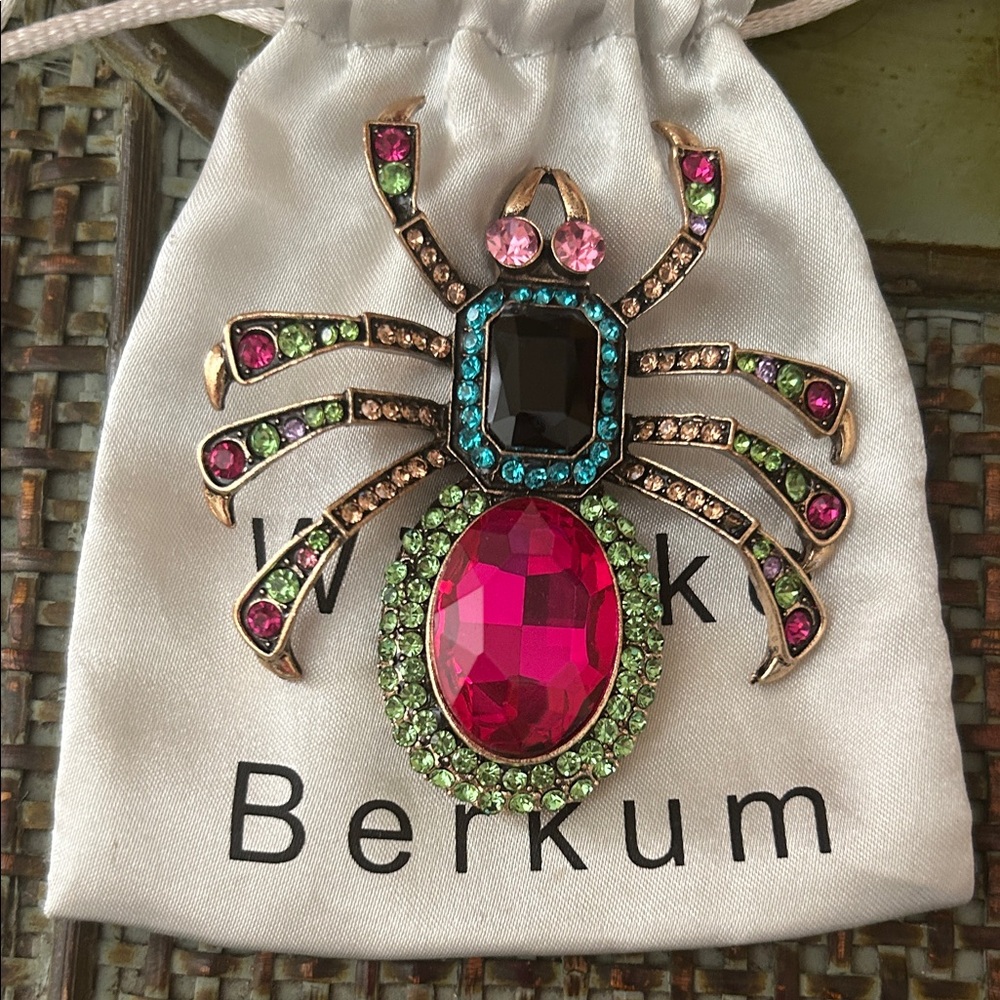 Colorful Spider Brooch with Gem Accents